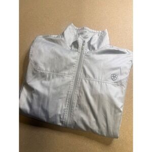 ARIAT Ideal Windbreaker Jacket Lightweight XL Silver Full Zip Athletic